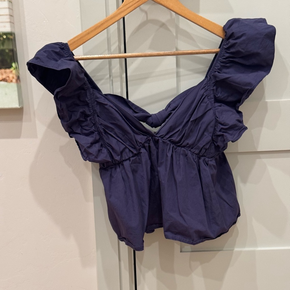 Blue Ruffled  Top - Picture 2 of 7